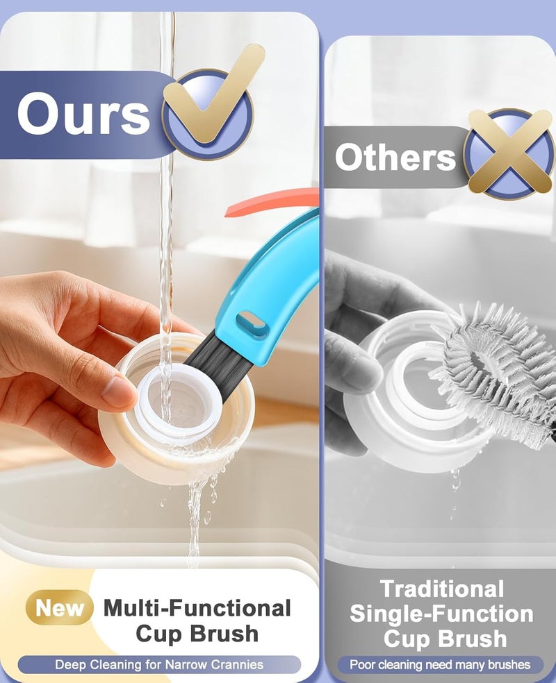 Mocybol 3 in 1 Cup Lid Cleaning Brush 3 PCS - Multifunctional Cleaning Brush Set for Tight Spaces, Bottle Gaps & Travel Mugs | Portable Durable Cup Lid Cleaner Tools (Multicolor) - Image 5